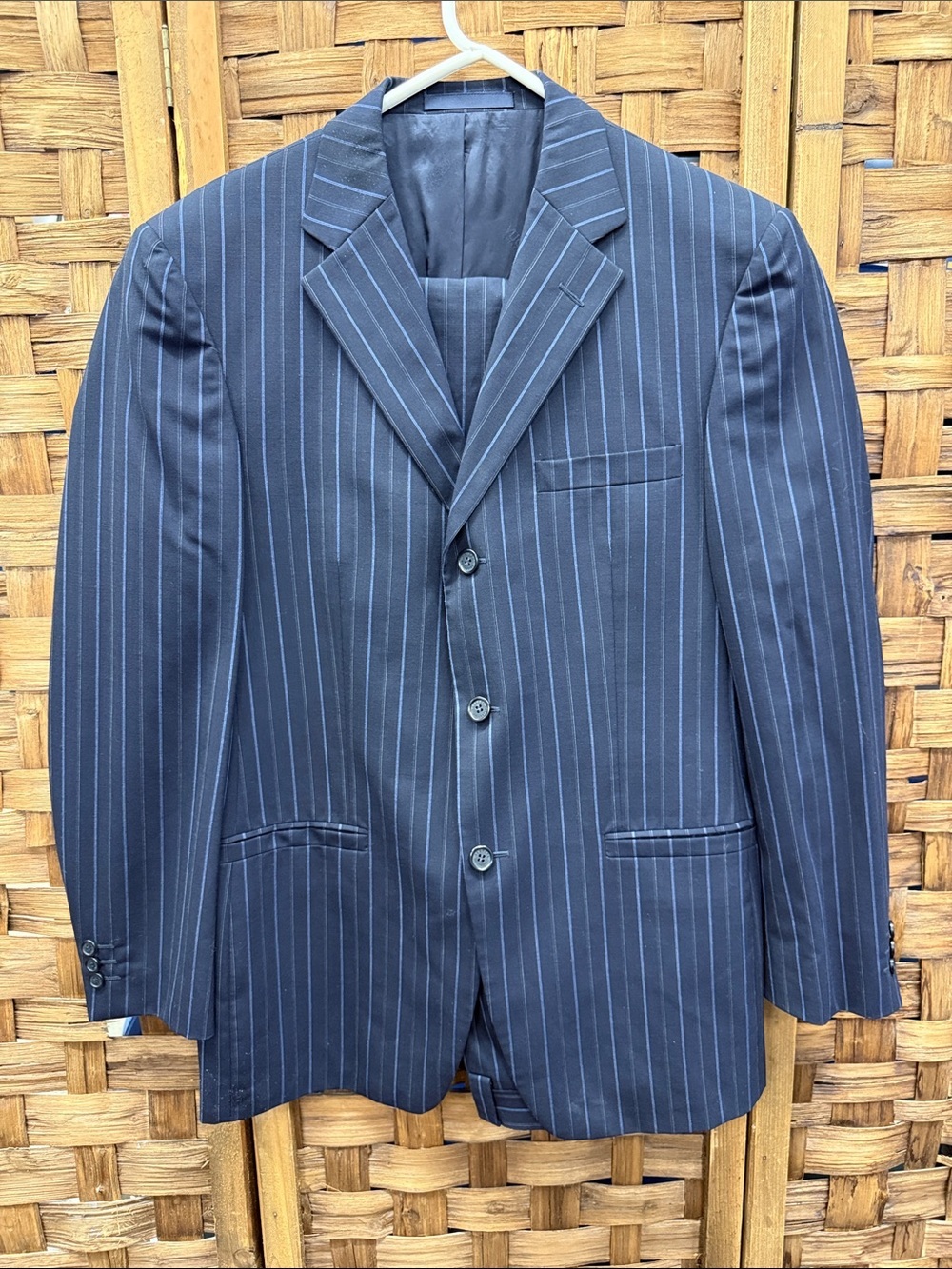 Versace Collection Navy Pinstripe Suit Jacket